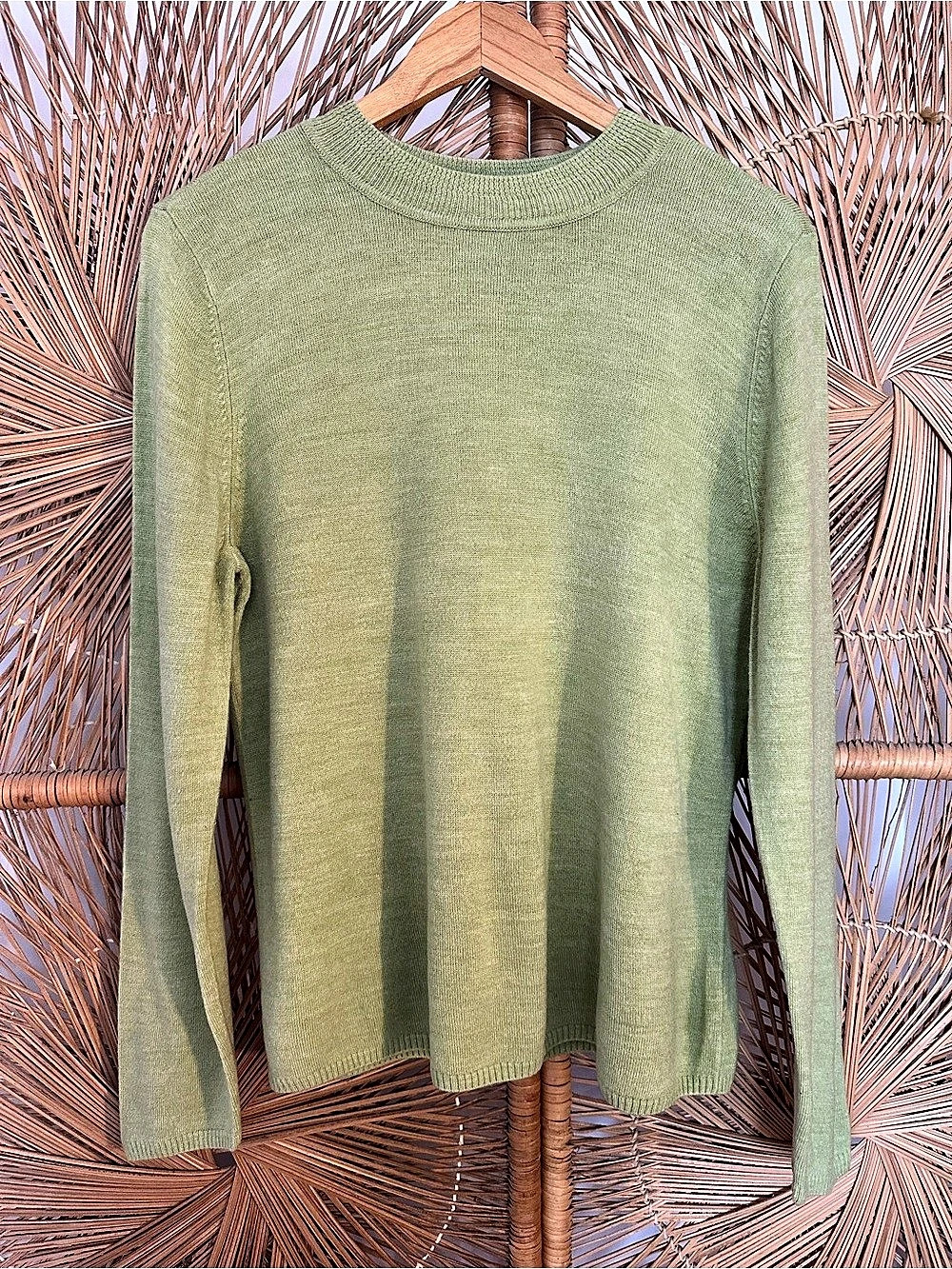 Kim Rogers Green Crewneck Acrylic Sweater Like New